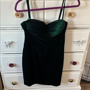 Windsor Emerald Green Velvet Bustier Mini Dress
